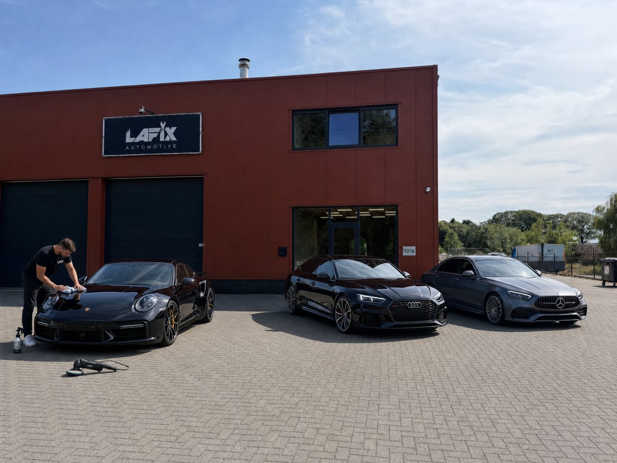 De garage van LAFIX Automotive in Bergen (Limburg)